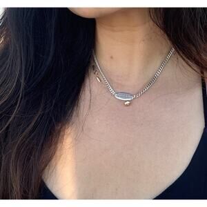 Tiffany & Co. Return To T&co Tag ID Chain Necklace W/ Diamonds - Sterling Silver